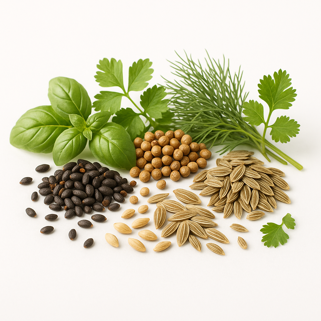 Семена зелени и пряных трав